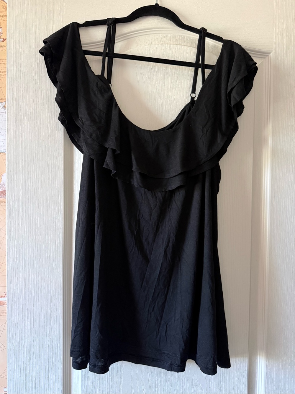 City Chic Black Ruffled Neckline Dress